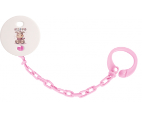 Attache-tétineAnimaux divertido hipopótamo color rosa claro