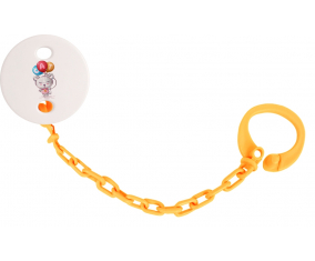 Attache-TetineAnimaux Funny Cat design-2 color Naranja