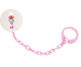 Attache-TetineAnimaux Funny Cat design-2 color rosa claro