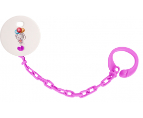 Attache-TetineAnimaux Funny Cat design-2 color Fuschia Pink