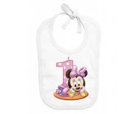 Bavoir bebé personalizado Disney Minnie 1 número de cumpleaños