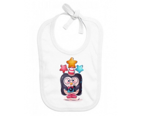 Bavoir bebé personalizado animales divertidos pinguin cámara