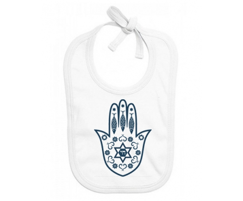 Bavoir judaísmo personalizado del bebé: Khamsa Fatman Hand