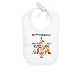 Bavoir judaísmo personalizado del bebé: Feliz diseño hanukkah-1