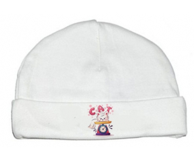 Bonnet bebé personalizado animales divertidos gato diseño-1