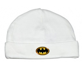 Bonnet bebé personalizado Batman logotipo negro y amarillo