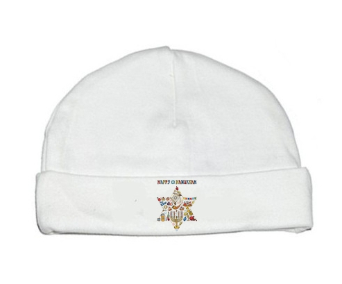 Bonnet judaísmo personalizado del bebé: Feliz diseño hanukkah-1
