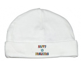 Bonnet judaísmo personalizado del bebé: Feliz diseño de hanukkah-2
