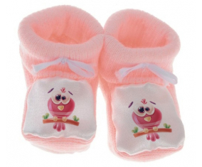 Chausson bebé animales divertidos pájaro de color rosa