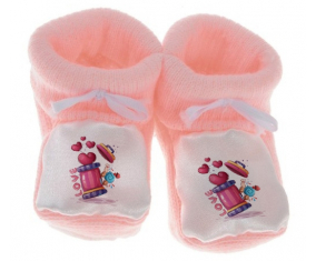 Chausson bebé animales divertidos les encanta diseño-1 color rosa