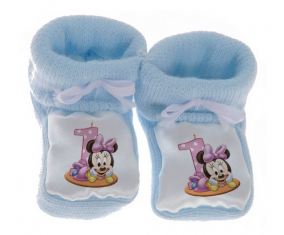 Chausson bebé Disney Minnie Azul 1 número de cumpleaños