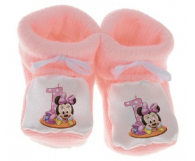 Chausson bebé Disney Minnie número 1 color rosa cumpleaños