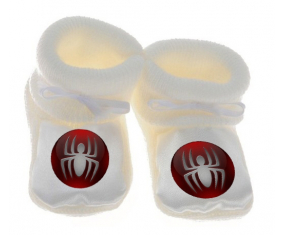 Chausson bebé Spiderman spider button de color blanco araña