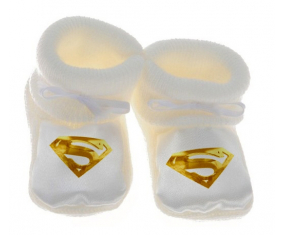 Chausson bebé golden superman logo blanco