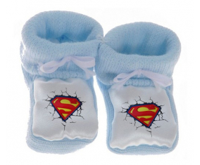 Chausson logotipo de Baby Superman rompe la pared de color azul