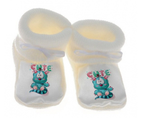 Chausson bebé animales divertidos lindo color blanco