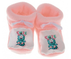 Chausson bebé animales divertidos lindo color rosa