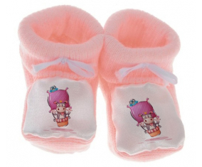 Chausson bebé animales divertidos vaca de color rosa