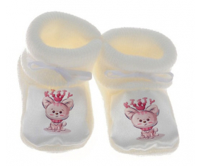 Chausson bebé animales divertidos kitty color blanco