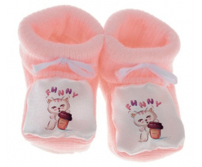Chausson bebé divertidos animales divertidos de color rosa