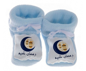 Chausson bebé Islam ramadhan kareem diseño azul-2