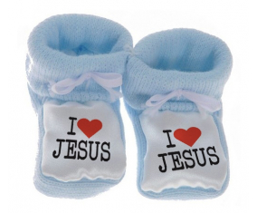 Chausson bebé amo a Jesús Azul