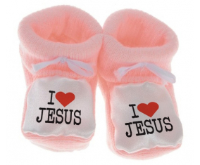 Chausson bebé amo a Jesús color rosa