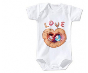 Body bebé animales divertidos búhos amor tamaño 3/6 meses mangas cortas