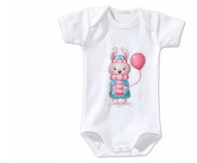 Body conejo bebé con globo rosa tamaño 3/6 meses mangas cortas
