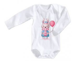 Body Baby Rabbit con cintura de globo rosa de mangas largas de 3/6 meses