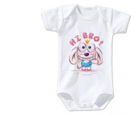 Body bebé animales divertidos hola hermano! talla 3/6 meses mangas cortas