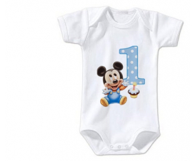 Body bebé Disney Mickey 1 cumpleaños tamaño 3/6 meses mangas cortas