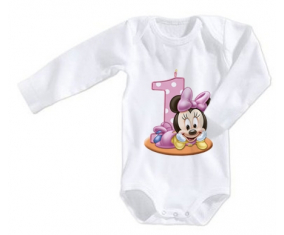 Body bebé Disney Minnie cumpleaños número 1 tamaño 3/6 meses mangas largas