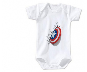 Body Baby Shield Captain America rompe el tamaño de la pared 3/6 meses mangas cortas