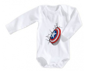 Body Baby Shield Captain America rompe el tamaño de la pared 3/6 meses mangas largas