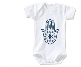 judaísmo del bebé body: Khamsa Fatman mano tamaño 3/6 meses mangas cortas