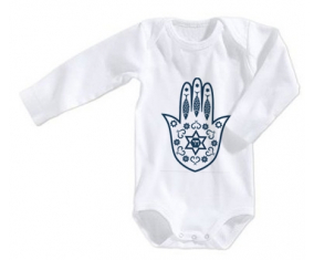 Body judaísmo del bebé: Khamsa Fatman mano tamaño 3/6 meses mangas largas