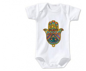 judaísmo del bebé body: Khamsa bad eye size 3/6 meses mangas cortas