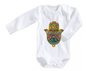 Body judaísmo bebé: Khamsa mala talla de ojo 3/6 meses mangas largas