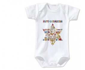 Body Judaísmo del Bebé: Feliz diseño hanukkah-1 talla 3/6 meses mangas cortas