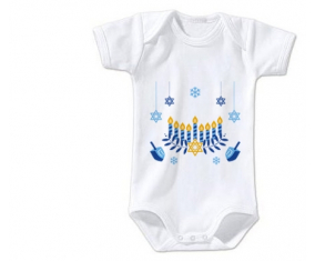 judaísmo del bebé body: Diseño hanukkah-2 talla 3/6 meses mangas cortas