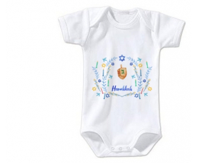 judaísmo Body bebé: Diseño hanukkah-3 talla 3/6 meses mangas cortas