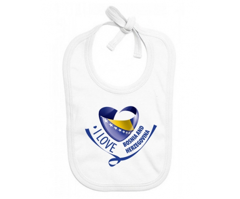 Bavoir bebé personalizado I Love Bosnia y Herzegovina