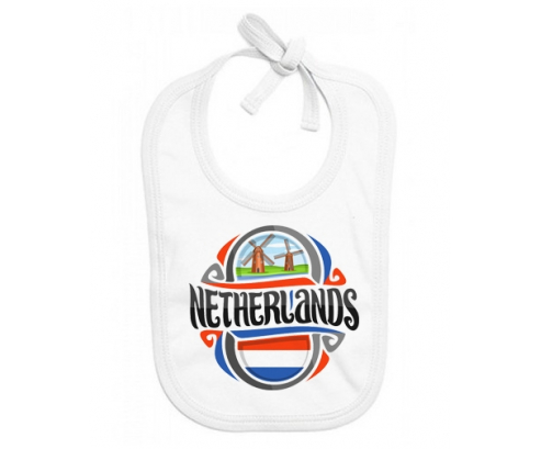 Bavoir bebé personalizado Flag Netherland