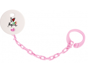 Attache-tetina me encanta Argelia - bandera color rosa claro