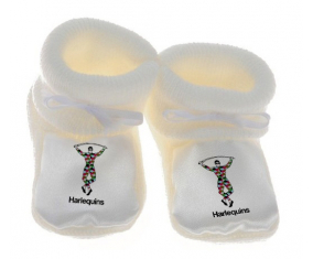 Chausson bebé arlequines en blanco