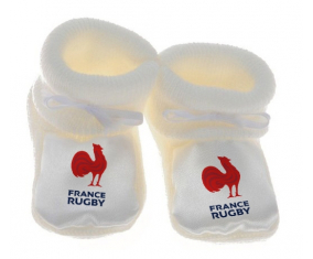 Chausson bebé France Rugby XV en blanco