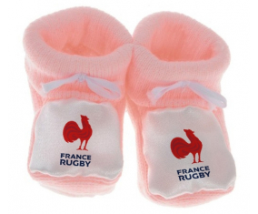 Chausson bebé France Rugby XV en Rosa