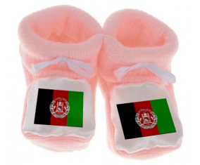 Chausson bandera del bebé Afganistán color rosa
