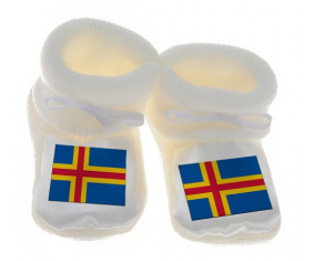 Chausson bandera del bebé Aland Islas Color blanco